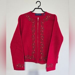 Vintage Wool Floral Embroidered Cardigan